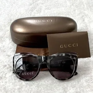 NWB Authentic Gucci Oversized Cateye UV Protection Sunglasses 0400022255922_BLACKSILVERBLACK main image 3